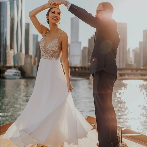 Lulus True Love White Beaded Rhinestone Maxi Dress - Picture 1 of 6